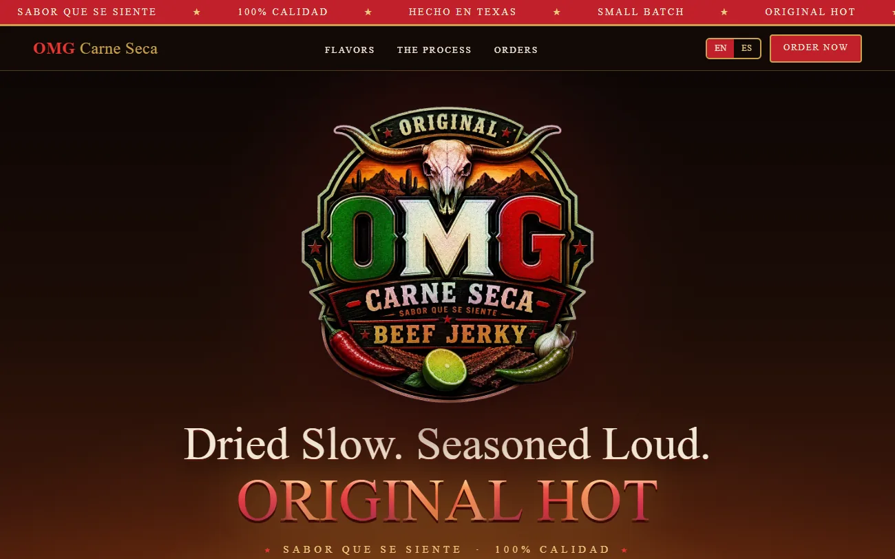 Sitio web de OMG Carne Seca